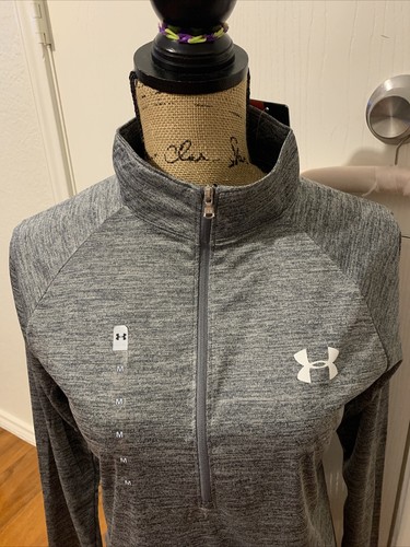 Under Armour Heat Gear Loose Damen Medium Sweatshirt sportliches Oberteil 1/4-Reißverschluss grau - Bild 2 von 11