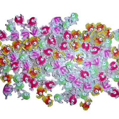 Bug eye fish, super tiny  orange green pink shaker, quicksand 50 pieces nail