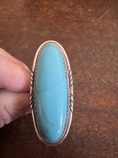 Native American Womens Navajo Blue Green Turquoise Stunning Large Ring Sz 10.5 A