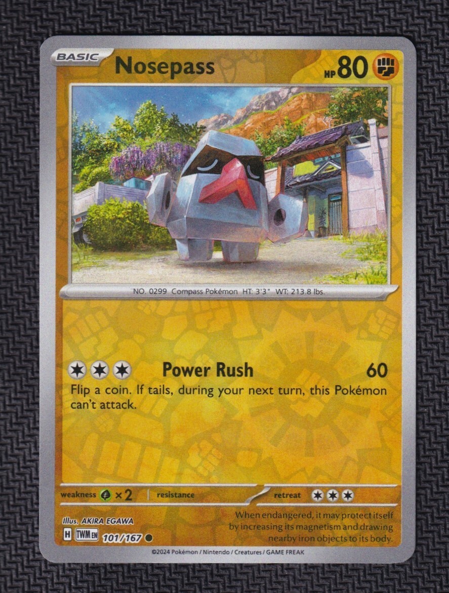 Nosepass 101/167 Reverse Holo NM / M - Twilight Masquerade Pokemon Card