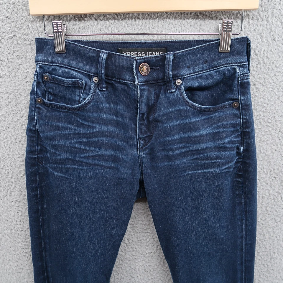 Express Leggings Womens 0S Blue Jeans EXP Super Soft Mid Rise Stretch 25x28 - Image 2 of 4