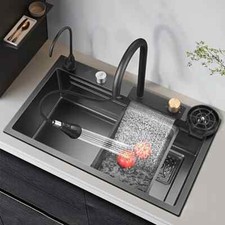 Stainless Steel Kitchen Sink w/ Pull Out Faucet Single Bowl Drop-in Workstation