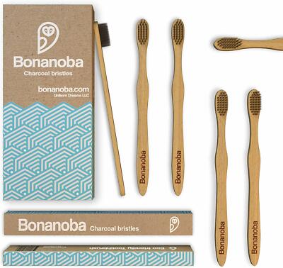 Bonanoba - umweltfreundliche Zahnbürsten - veganfreundlich - 6er Pack - Kohleborsten (B13)