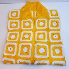 Vintage Hand Crochet Baby Blanket Bunting Zipper Yellow/White