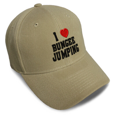 Baseball Cap I (Love) Bungee Jumping Red Heart Sports Lovers Bungee Jumping
