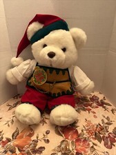 RARE VINTAGE PLUSH DOLL FIGURE 1995 SANTAS MAGICAL WORKSHOP CHRISTMAS TEDDY BEAR