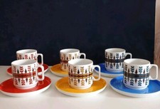 Tazzine Con Piattini Porcellana Vohenstrauss Johann Seltmann Vintage Anni '70 