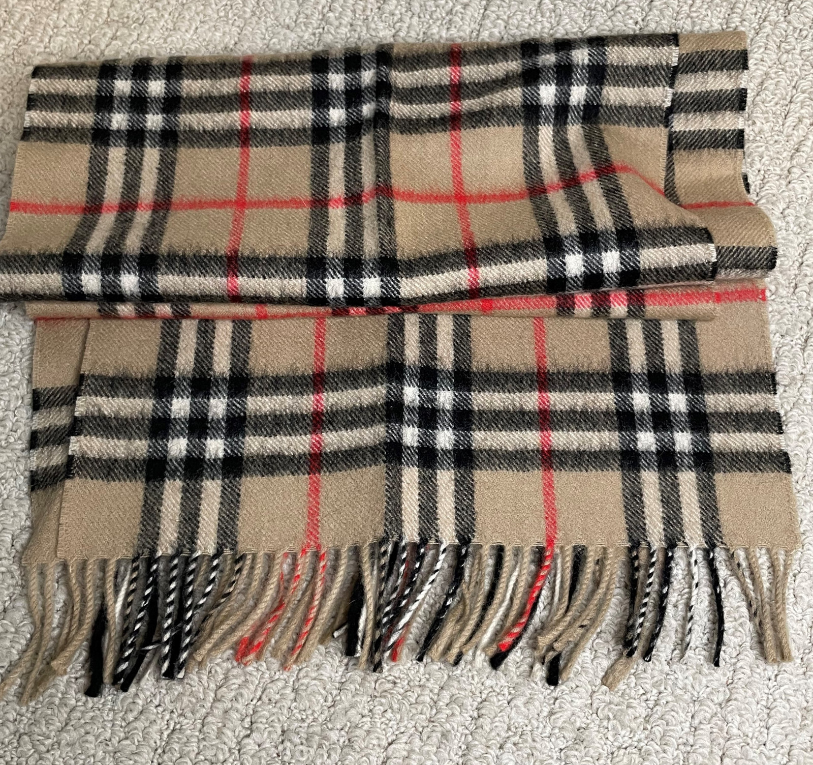 Vintage Burberrys Iconic Check Plaid Wool Scarf Tarta… Gem