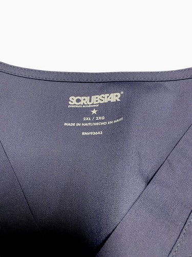 Scrub Top Gray Nurse Scrubstar Unisex V Neck 2-Way Stretch Size 2XL New - Picture 7 of 8
