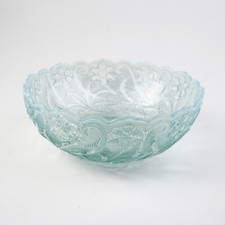 Art Deco Pressglas Glasschale ca 19,5 cm Durchmesser Opaliner Rand Antik