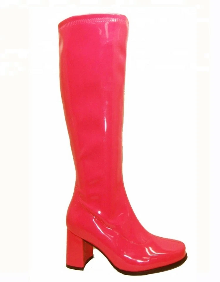 Botas Gogo brancas femininas Go altura do joelho hippie anos 60 anos 70 discoteca fantasia sapatos - Imagem 3 de 4