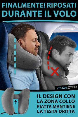 Cuscino Da Viaggio Gonfiabile Per Collo - Forma A U Con Pompa Integrata, Ideale Per Aereo, Treno E Ufficio - Foto 8