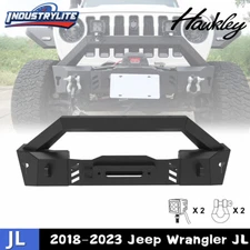 Hawkley Fit for 2018-2025 Jeep WRANGLER JL Front Bumper w/2*D-Rings+2*Ledlight