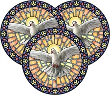 Round Holy Spirit Dove Static Window Cling Religious Decals 5.75 Inch Pack of 3