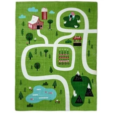 Hallmark FARM Play Mat 4' Canvas Learn Discover Carpet Rug Baby Infant Toddler