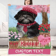 Lhasa Apso Dog Blanket Personalized Throw Woven Fleece Sherpa Many Designs NWT