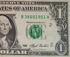 **WEB PRESS NOTE** ((EXPERIMENTAL)) $1 1993 Plate #1/8 Federal Reserve Note