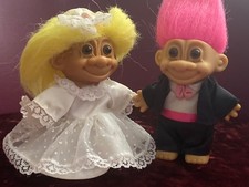 VINTAGE - RUSS TROLLS - BRIDE & GROOM - With COMPLETE OUTFITS