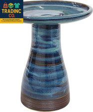 21" H Ceramic Bird Bath for outside - Hand-Painted Outdoor Bird Bath Bowl, Uv/Fr