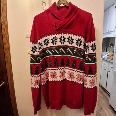 Christmas Sweater, (Children s) Place, men's XL, nice or ugly, red, 100% Cotton 