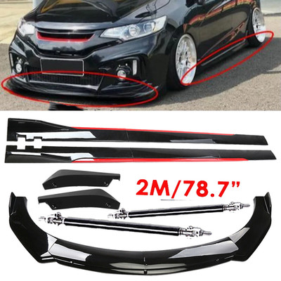 For Honda Fit 2006-2020 Front Bumper Lip  Side skirt Rear lip Glossy Black RedV