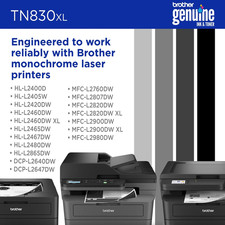Genuine TN830XL Black High Yield Printer Toner Cartridge - Print up to 3,000 ...