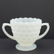 Vintage Anchor Hocking Bubble Milk Glass Footed Sugar Bowl