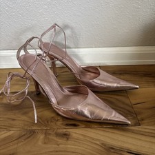 Nine West Charisse Women's Leather Pink Metallic Stiletto Pumps Heels 7.5