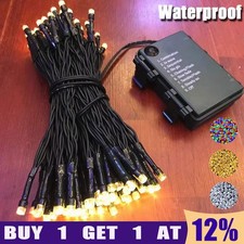 Waterproof Battery Operated 50/100/200 LED Fairy String Lights Outdoor Garden