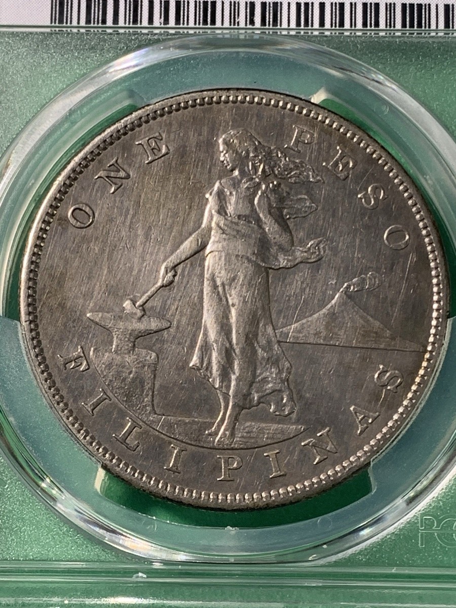 US PHILIPPINES ONE PESO 1906-S KEY DATE RARE PCGS XF DETAILS