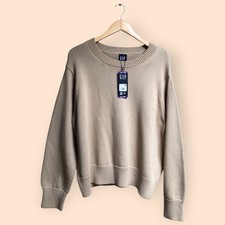 GAP NWT Knit Crewneck Sweater Camel Tan Fisherman Knit Casual Fall Women  s XXL