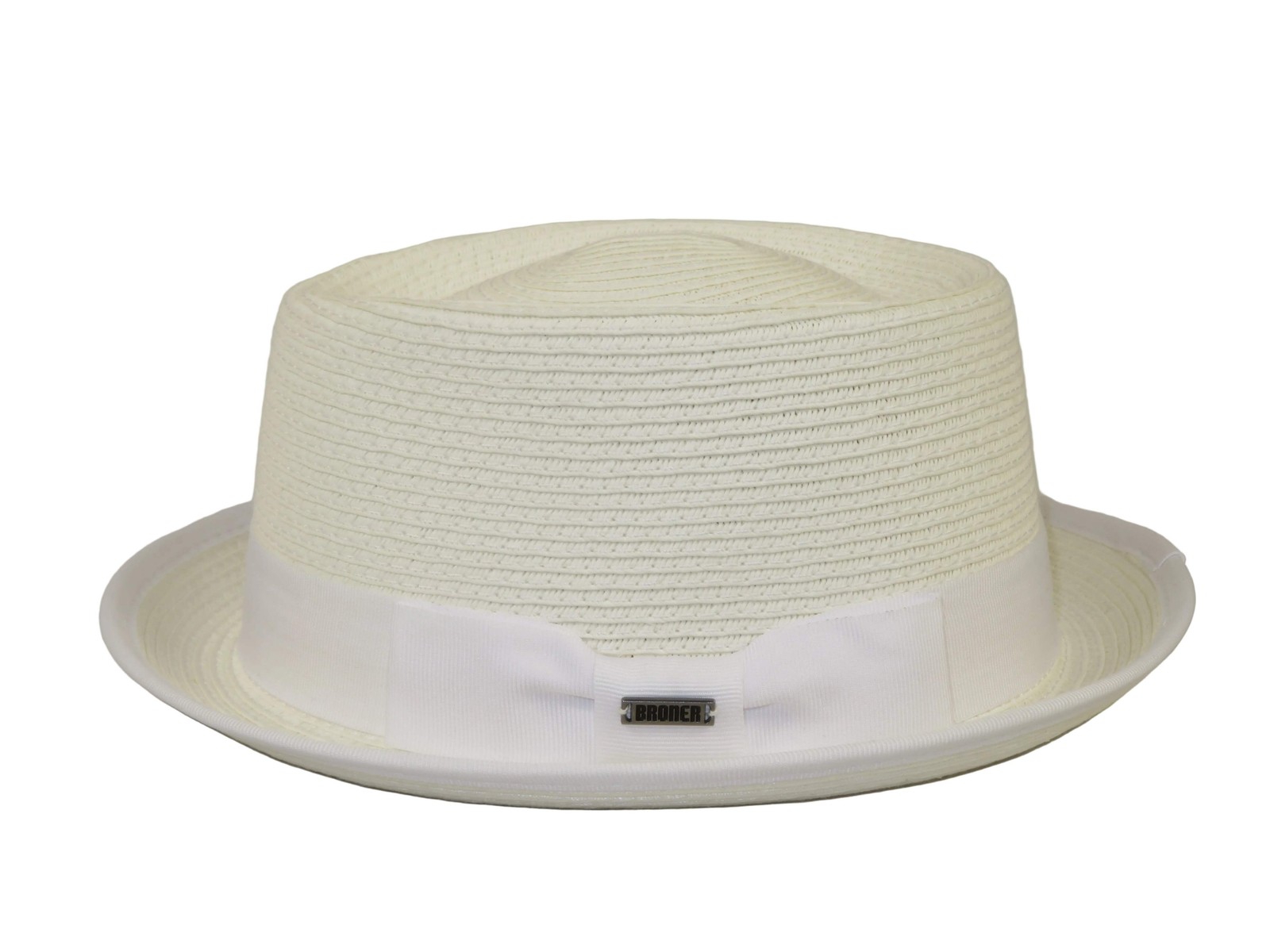 Mens Broner Summer Hat Woven Straw Style Porkpie STAND UP 88-8608 White 12090₽