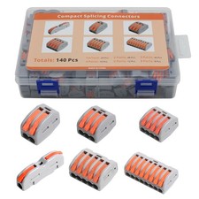 140PCS Wire Connectors Kit, 1/2/3/4/5/8 Conductor Compact Splicing Connectors...