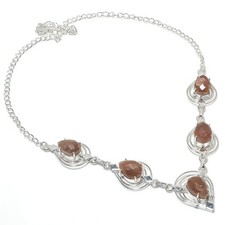 Strawberry Quartz Gemstone Handmade 925 Sterling Silver Jewelry Necklace Size 18