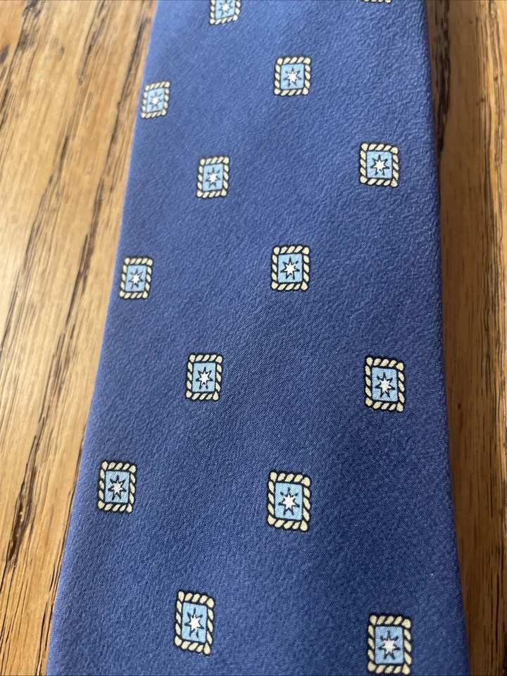 复古 EUC Emilio Pucci Geometric Foulard 真丝领带男式意大利制造 — 第 3/4 张图片