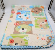 Puppy Dog Blue Quilt Baby Blanket Boys Girls Unisex 44" X 35" Custom Made