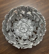 Arthur Court Fruit Bowl 12” Bunnies Cabbage 1997 Centerpiece Vintage