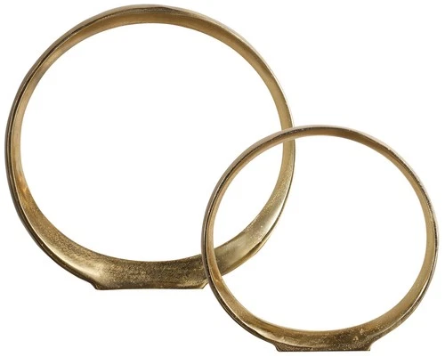 Jimena 14" High Gold Ring Metal Sculptures Set of 2 - Picture 2 of 4