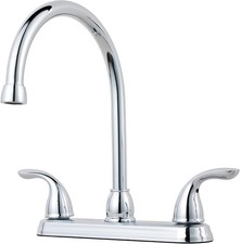 Series 2-Handle Kitchen Sink Faucet W/ Decorative Deckplate Chrome Finish 3-Hole