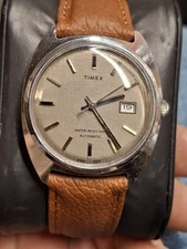 Timex Viscount 1976 Silver Tone Grey Dial Mens Vintage 1970s Automatic Self...