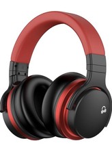 MOVSSOU E7 Active Noise Cancelling Bluetooth Wireless Headphones Black Red
