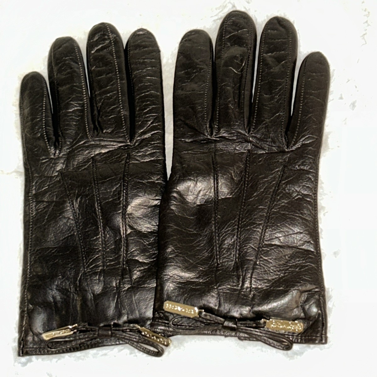 COACH Women's Black Leather Gloves – Cashmere Lined – Size 7½