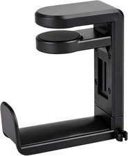 EURPMASK Adjustable Rotating Headphone Stand - 360  Swivel  Cable Clip - Black