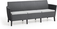 Set Divano da Giardino in Resina Salemo con Cuscini 3 Posti Graphite Keter