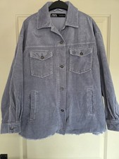 Ladies oversized Zara corduroy shacket in blue/grey shade size small Great Cond
