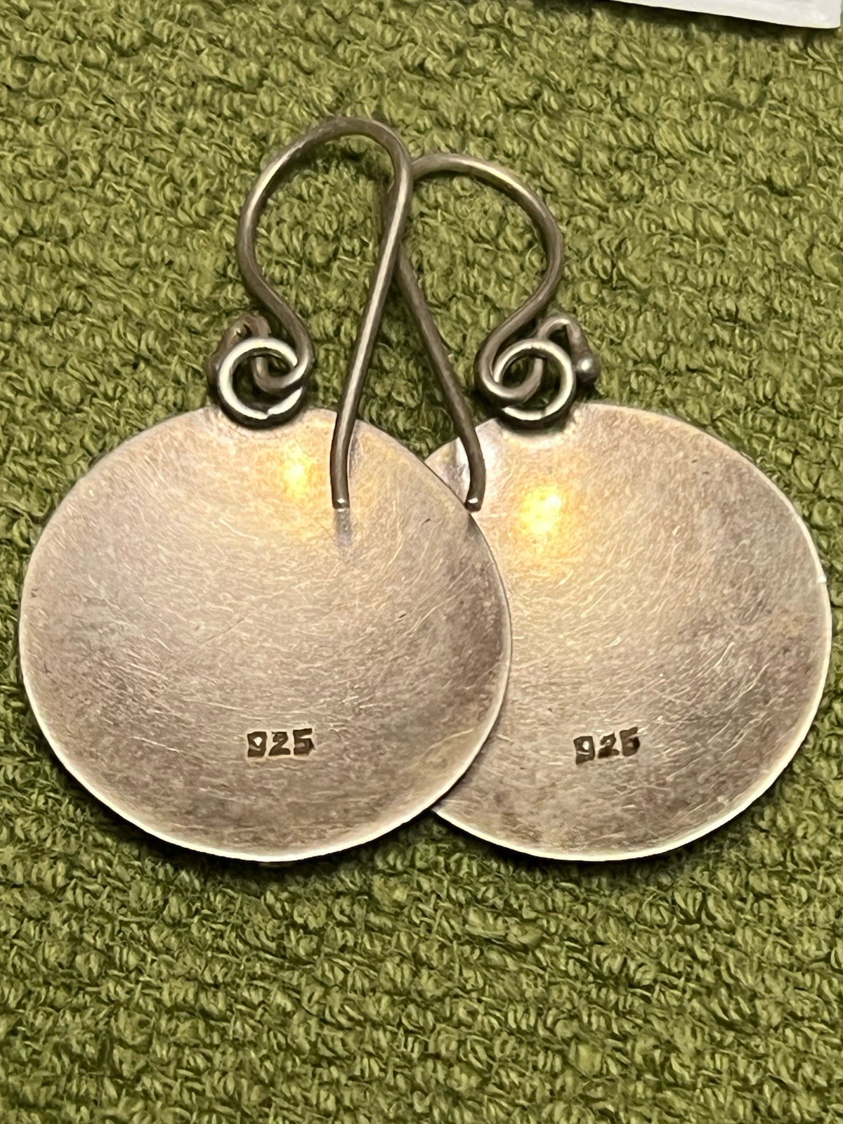 CLASSY HAMMERED TEXTURED DISK DANGLE EARRINGS 1.7… - image 3