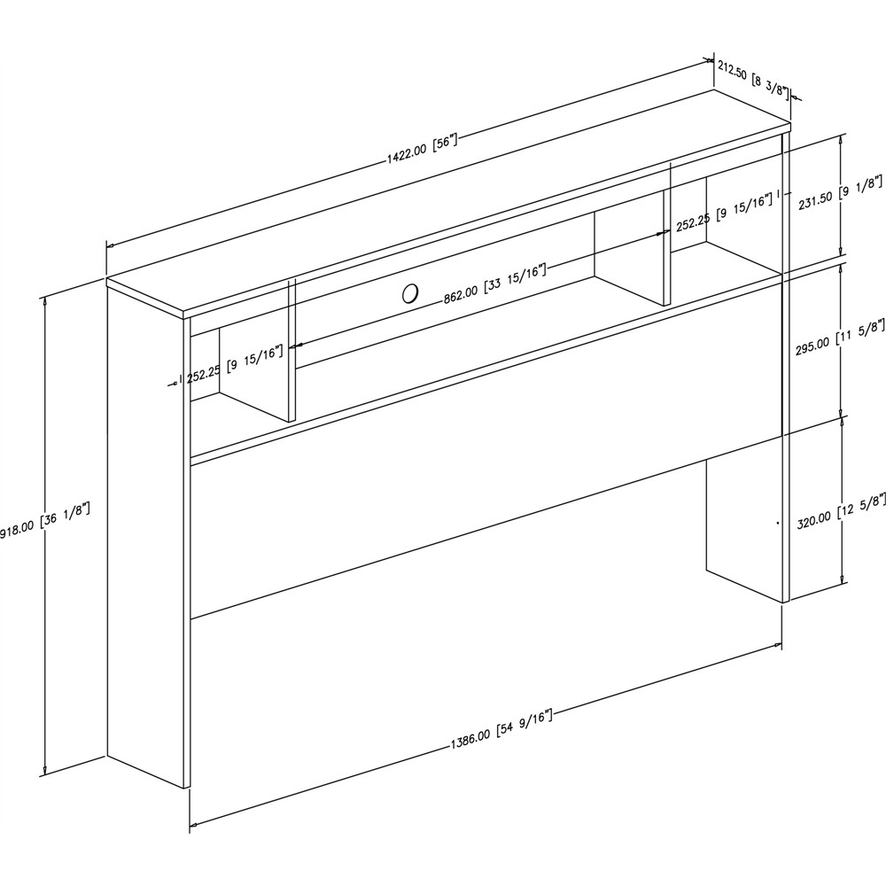 South Shore Spark Full Bookcase Headboard (54''), Pure White
