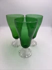 Set Of 3 Vintage Anchor Hocking Burple Inspiration Green Footed Glasses Swirl