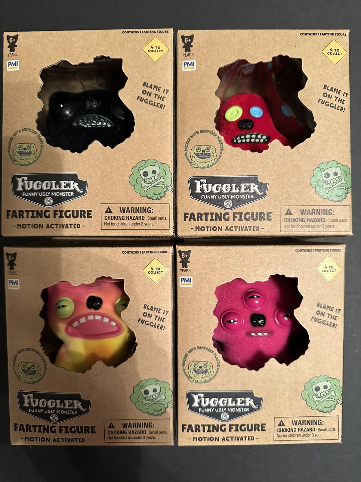 Fuggler Farting Figures Lot of 4 Complete Set - Series 1 - Motion Activated