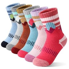 Kids Girls Toddlers Merino Wool Hiking Socks Thermal 12-15 Years Sun Mixed